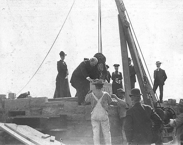 Laying of the cornerstone at McGregor by President Slocum, April 4th, 1903 <span class="cc-gallery-credit"></span>